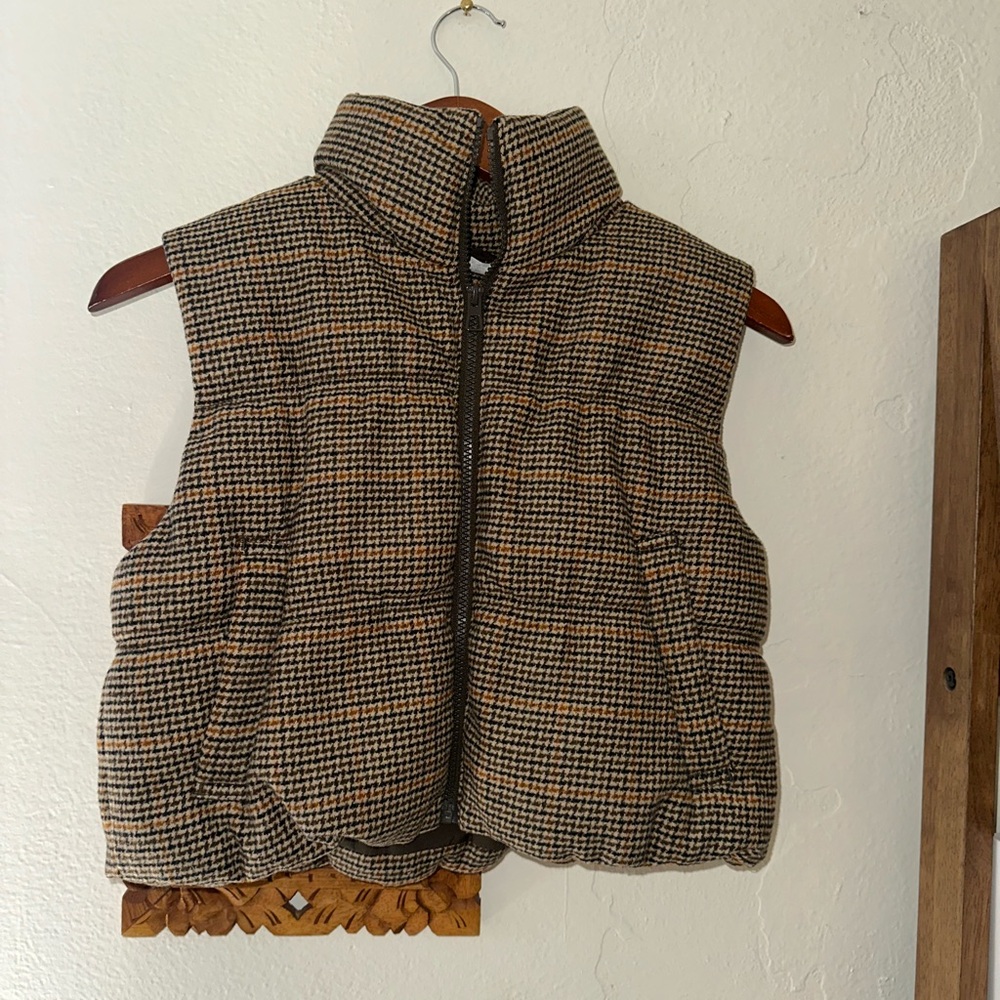 H&M Brown and Orange Checkered Vest